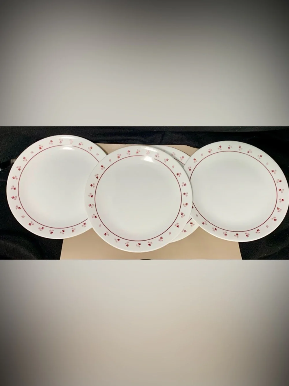 🔍 Vintage Corelle Burgundy Rose by Corning (4) 3-Piece Place Settings/12 Pieces